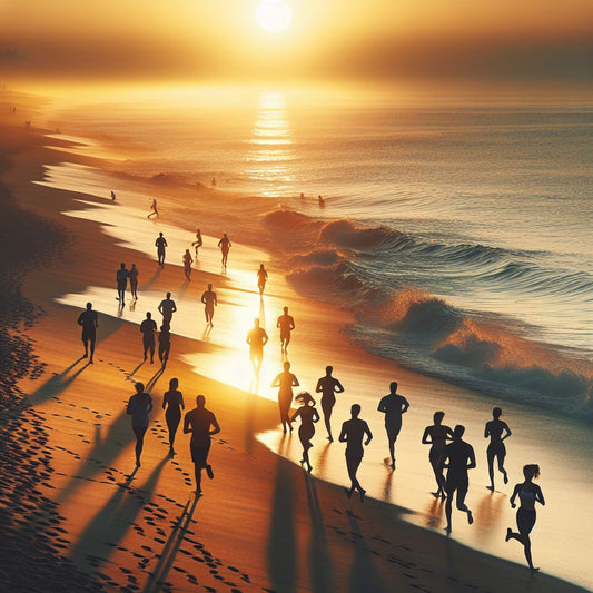 beach running at sunrise